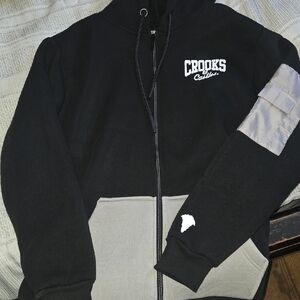 Crooks & Castles Black and Gray Zip-Up Jacket